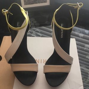 Call it Spring 5" heels, 1" platform. Beige yellow